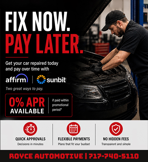Fix Now, Pay Later. Get your car repaired today and pay over time with Affirm or Sunbit.